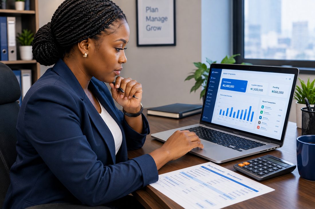 A finance lead checking wallet balances and payments